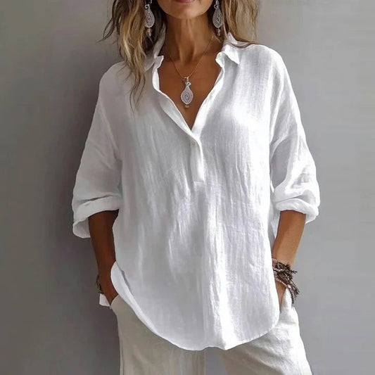 Lässig Unifarbene Bluse